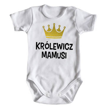 Body krótki rękaw "KRÓLEWICZ MAMUSI" Moocha biały