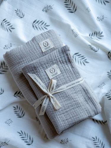 Muślinowy zestaw poduszka i otulacz Yosoy - khaki