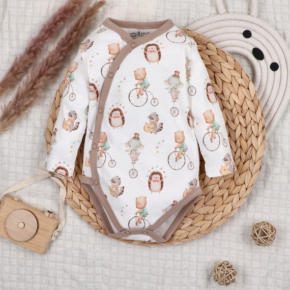 Nini Circus – body niemowlęce kopertowe z organicznej bawełny, antyalergiczne, polska produkcja