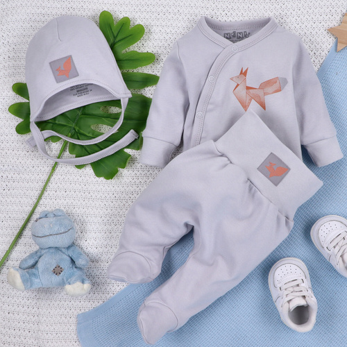 Body kopertowe z bawełny organicznej Fun Origami Nini szary