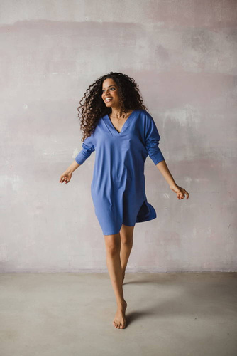 Bambusowa koszula nocna ciążowa i do karmienia długi rękaw Moon Milk&Love very peri