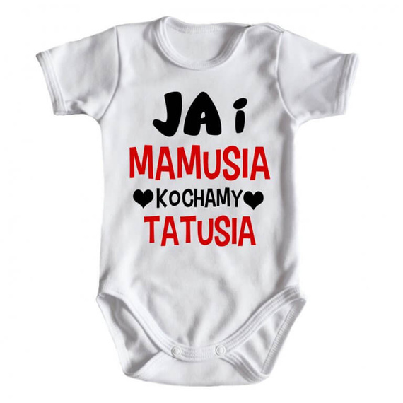 Body krótki rękaw "JA i mamusia kochamy tatusia" Moocha czarny