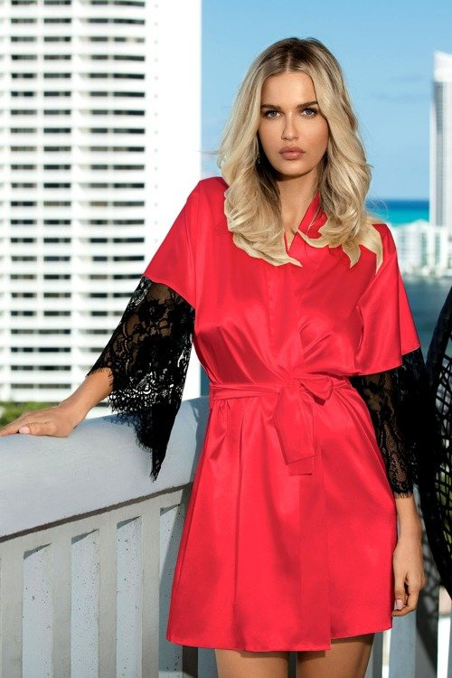 Dagmara Satynowy Szlafrok Damski DKaren - czarny