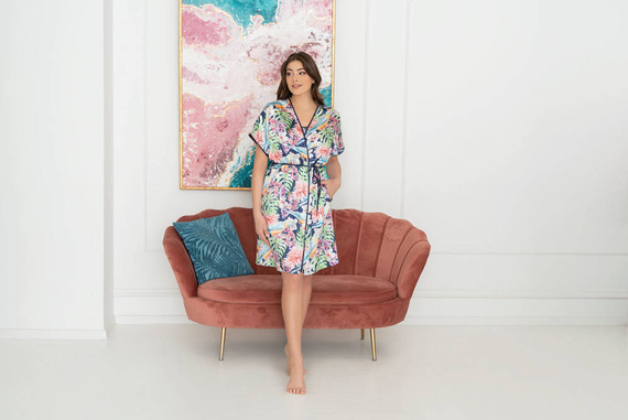 Szlafrok Damski Polinezja Italian Fashion - druk kwiaty