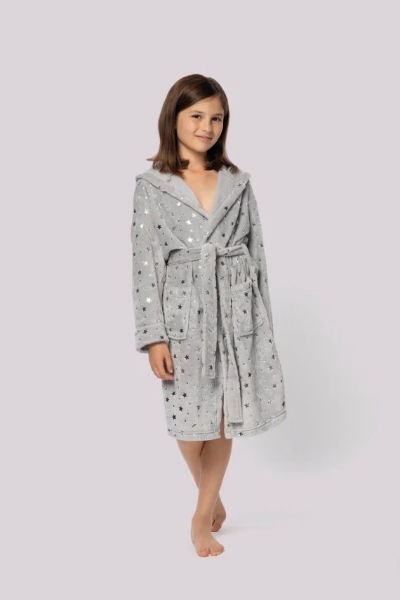 Szlafrok dziecięcy Star Kids Envie light grey