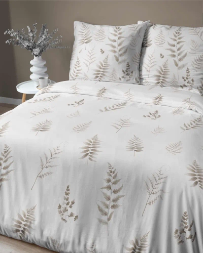 Pościel satynowa liście 4927 B Home Satin Detexpol beżowy 