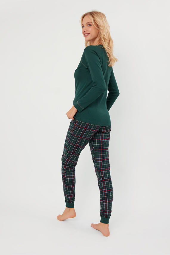 Piżama Damska długi rękaw, długie spodnie Foggia Italian Fashion - zielony/druk