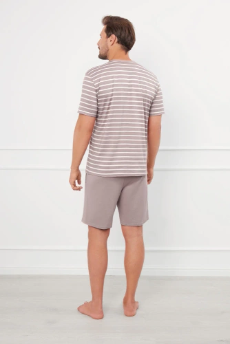 Piżama Męska krótki rękaw, spodenki Bert Italian Fashion - cappuccino