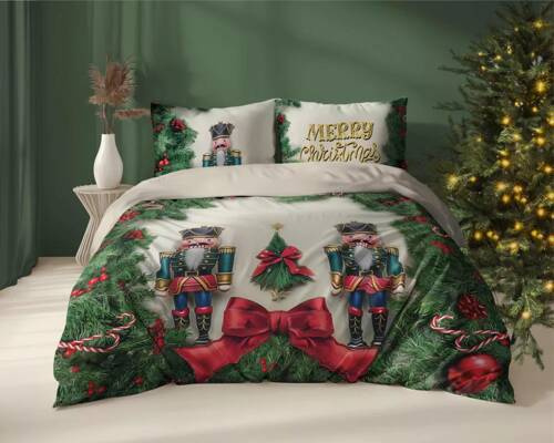 Pościel świąteczna 5300 A dziadek do orzechów Detexpol kremowy