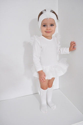 551219107 Sukienko-body długi rękaw "Prima balerina" Oscar Kids - ecru