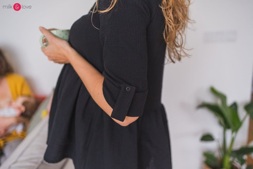 Tunika z muślinu organicznego Mother Nature Milk&Love wrzosowy