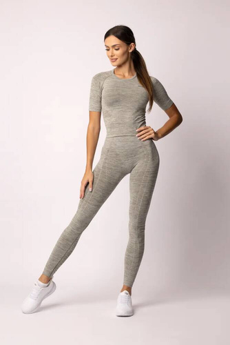 Bluzka damska krótki rękaw Melange Rashguard Spaio khaki 