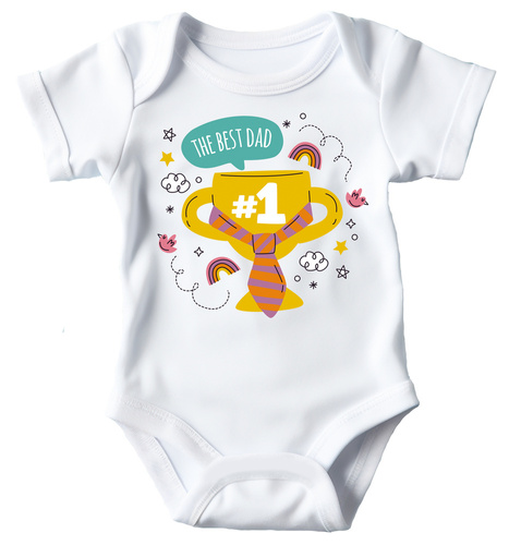 Body krótki rękaw "The best dad krawat" Moocha biały