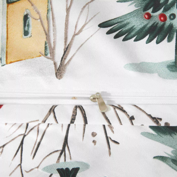 Spod Igły i Nitki Xmass Skiing Pościel mikrosatynowa świąteczna I25 biała– miękka mikrofibra, zamek błyskawiczny