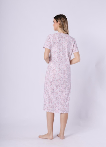 Oriana 1723/1760 Leveza koszula damska bawełniana midi, krótki rękaw, guziki