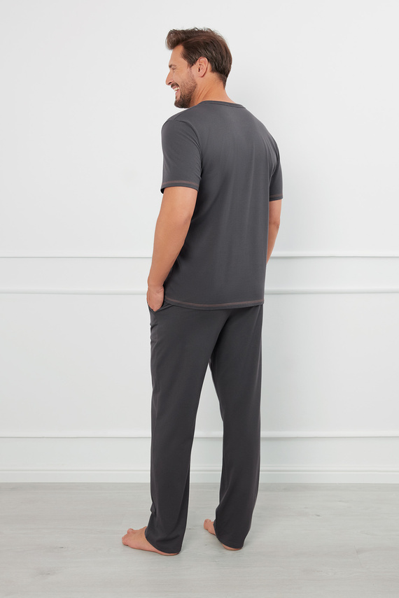 Piżama Męska krótki rękaw, długie spodnie Salomon talian Fashion - grafitowy/miodowy