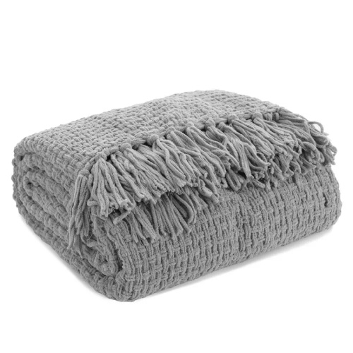 Koc tkany narzuta z frędzlami Suzi Eurofirany popielaty