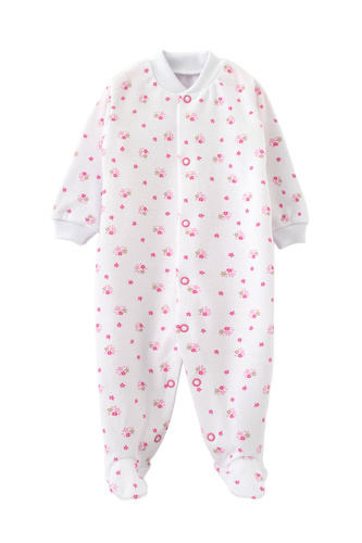 Martex Pajacyk dla niemowląt – w różowe kwiatki, bawełna, miękki i praktyczny