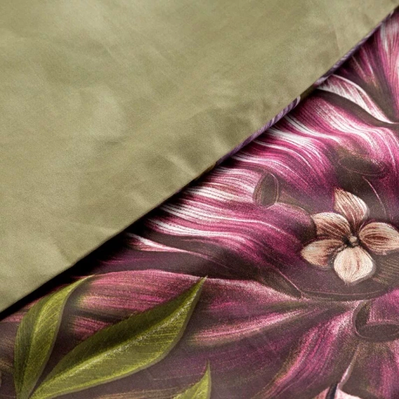 Pościel satynowa kwiaty Nika 45 Eurofirany zielony