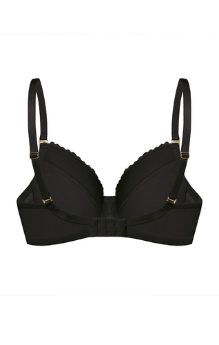 Biustonosz Petra Full Cup – czarny, mocne podtrzymanie, koronka + bawełna, wyjmowane wkładki push-up