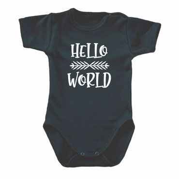 "Hello World" body krótki rękaw Moocha czarny