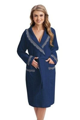 FR-220 Szlafrok damski welurowy Dorota indygo