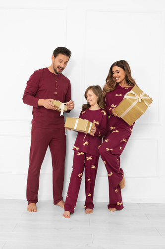 Italian Fashion Kwadro – elegancka piżama damska bawełniana z kokardkami