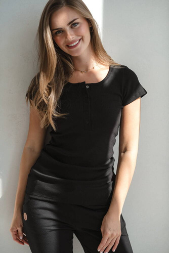 Bluzka ciążowa i do karmienia Tummy z krótkim rękawem Milk&Love czarny 