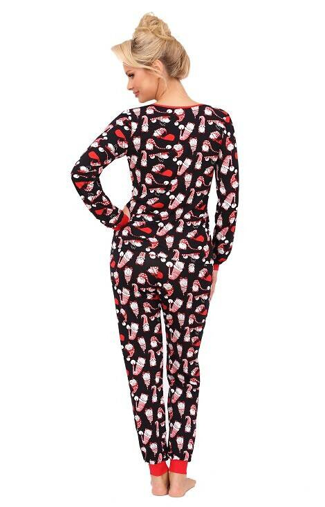 Piżama damska Santi Long Donna - czarna