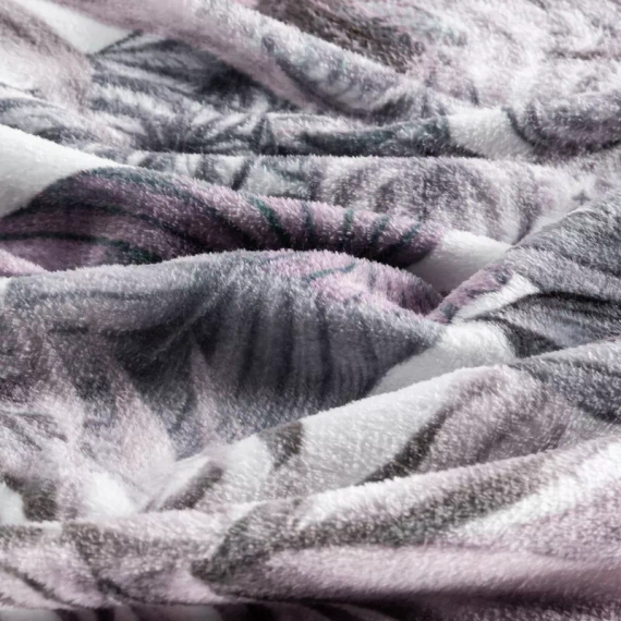 Koc narzuta liście Davos 2 Eurofirany fioletowy szary