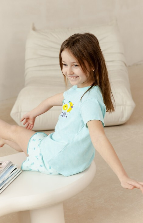 Piżama dla dziewczynki 3384, 3385 Sweety Taro - turkusowa