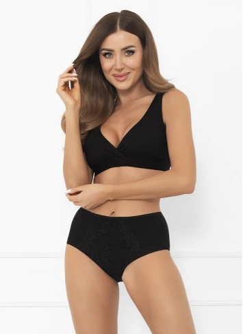 Libra maxi – figi damskie bawełniane z koronką Italian Fashion - czarny