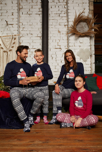 Piżama dziecięca długi rękaw, spodnie Arktyka Italian Fashion - granat