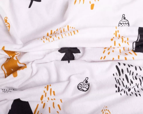 Pościel flanelowa świąteczna choinki bombki F-87 Matex biały 