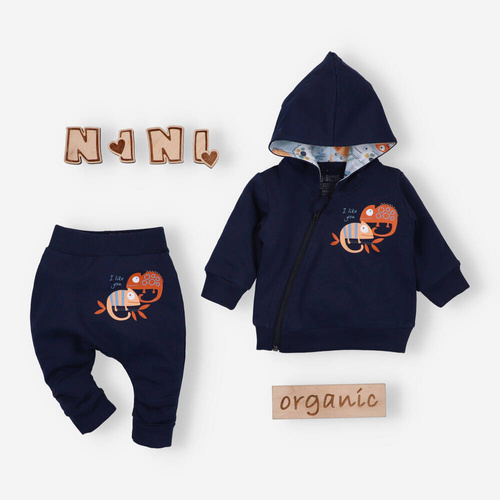 Spodnie dresowe z bawełny organicznej Kameleon Nini granatowy