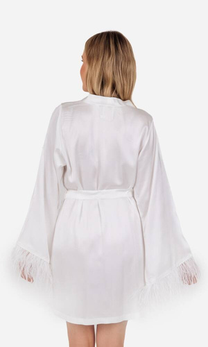 Szlafrok damski satynowy Allure ByShelly - ecru