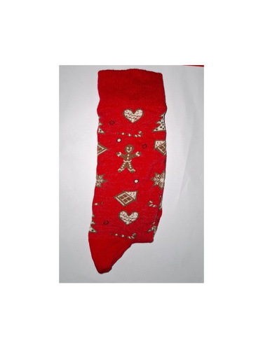 Świąteczne skarpety męskie Milena Pierniki – model 1290-037, czerwony