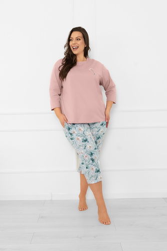 Piżama damska Perlis – kwiatowy akcent i naturalna bawełna Italian Fashion