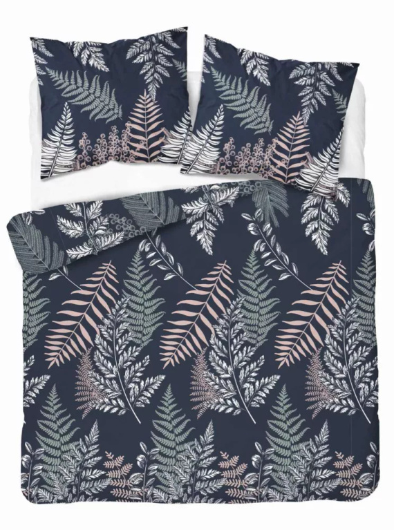 Pościel z mikrofibry liście paproci 5036 A Detexpol granatowy