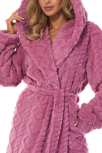 Długi szlafrok damski 2402 Geo Long L&L wiśniowy 