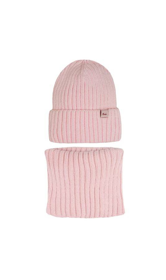 Czapka + komin dla dziewczynki 46-448 AJS mix kolor