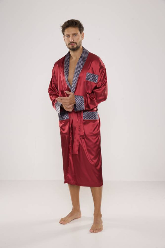 940 Satyna szlafrok męski Forex - bordo
