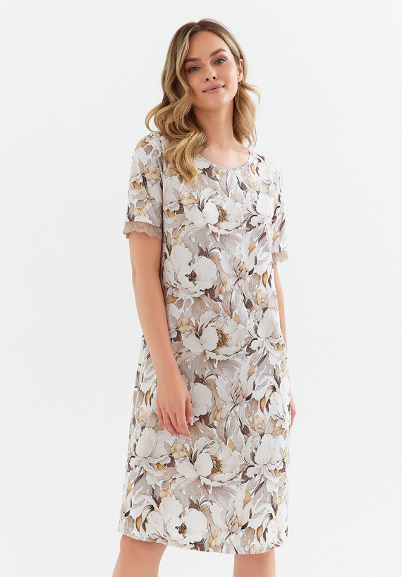 Koszula nocna 419 Cana- kwiaty-taupe