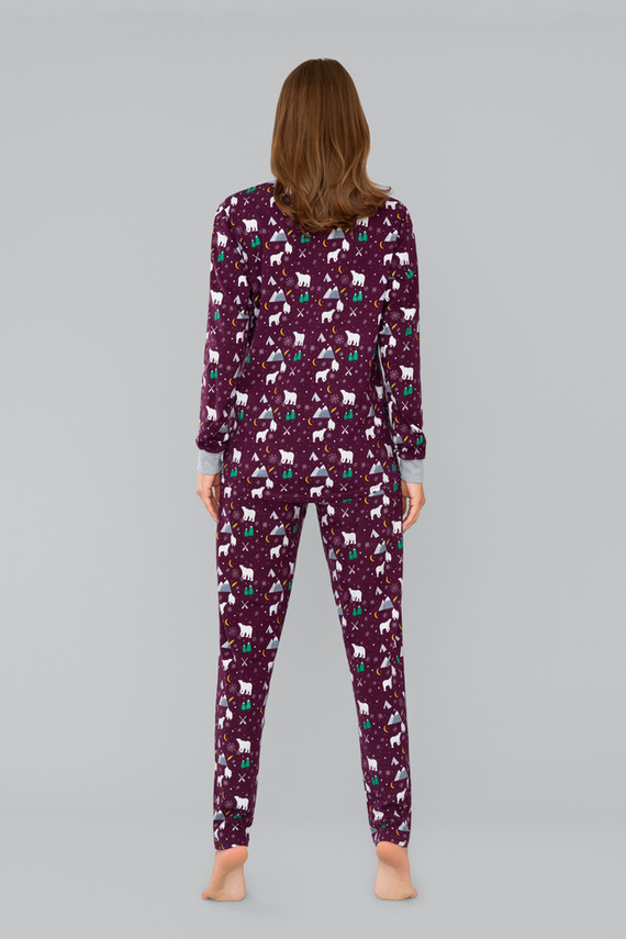 Piżama damska Ava Italian Fashion- druk burgund