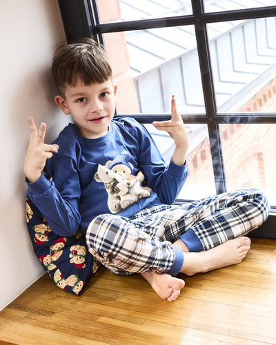 Bawełniana piżama chłopięca Cornette 593/174 966/174 Bears | Miękka i wygodna z misiem