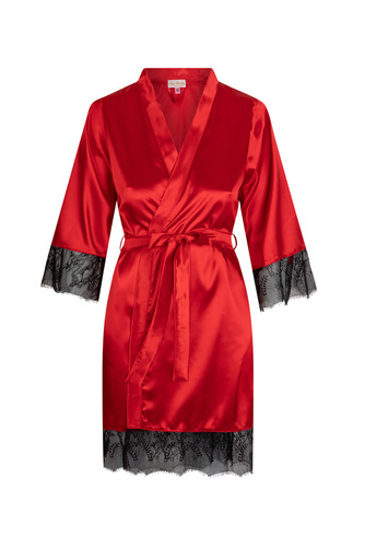 Szlafrok damski z koronką Gloria ByShelly - czerwony