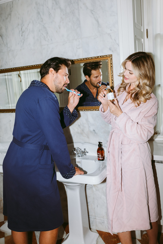 Szlafrok męski Gerard – bawełniany, klasyczny z szalowym kołnierzem Italian Fashion