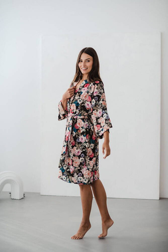 Szlafrok bambusowy z lnem Garden Milk&Love 