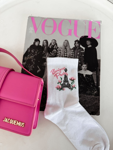 0200-166 Bonjour Paris Skarpety damskie Milena - biały