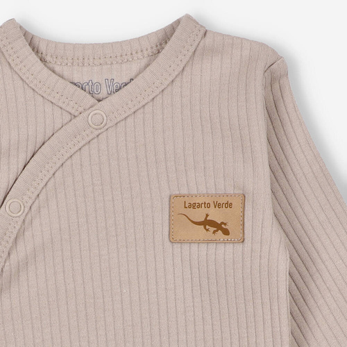 Body rozpinane z dzianiny prążkowej Lagarto Verde - beżowy